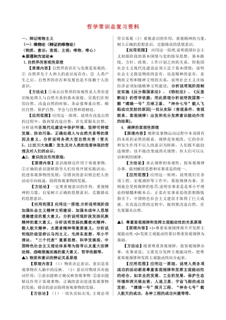 2011高中政治上册 哲学常识总复习资料素材 新人教版必修4高二