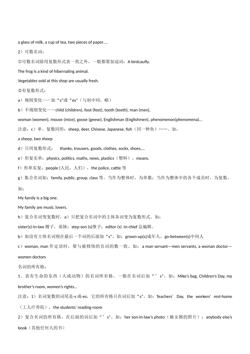 2011英语高考英语 专题讲练测讲义集专题1 名词和冠词教案_第2页