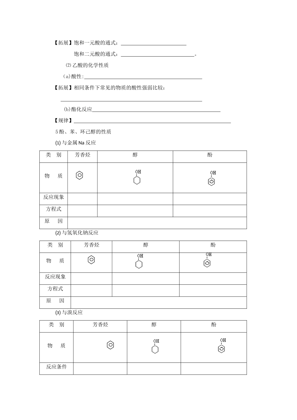 2012届高考化学复习 醇羟基、酚羟基与羧羟基的区别和联系教学案（1）_第2页