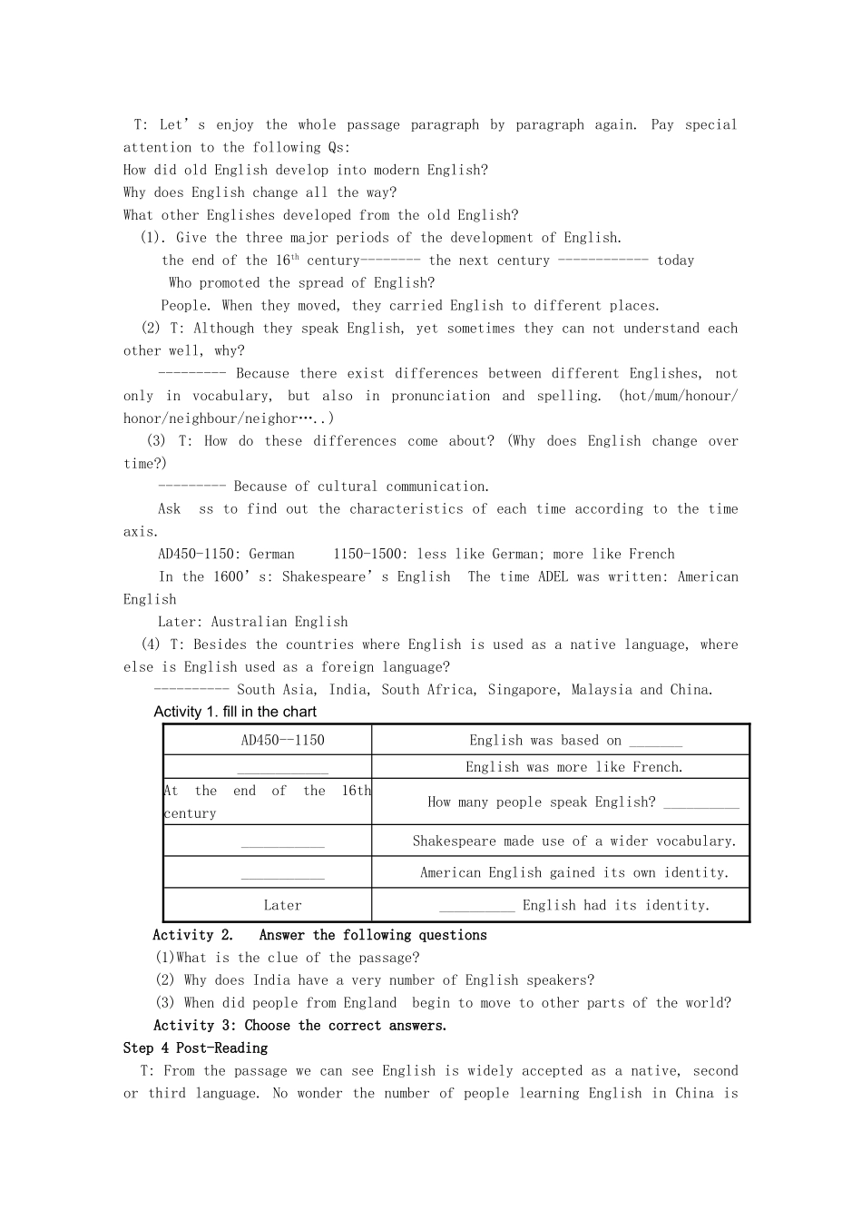 2011高中英语 Unit 2 English around the world Revision教案 新人教必修1_第3页