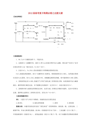 2012届高考化学复习 暑期必看之过渡元素学案