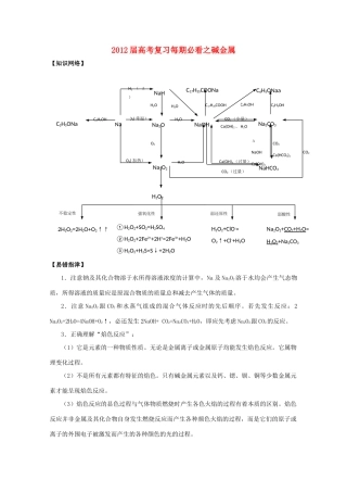 2012届高考化学复习 暑期必看之碱金属学案