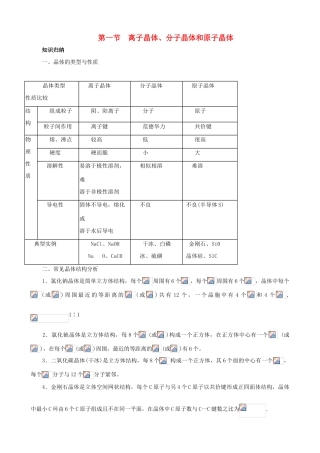 2012届高三化学一轮知识点精编 离子晶体、分子晶体和原子晶体学案