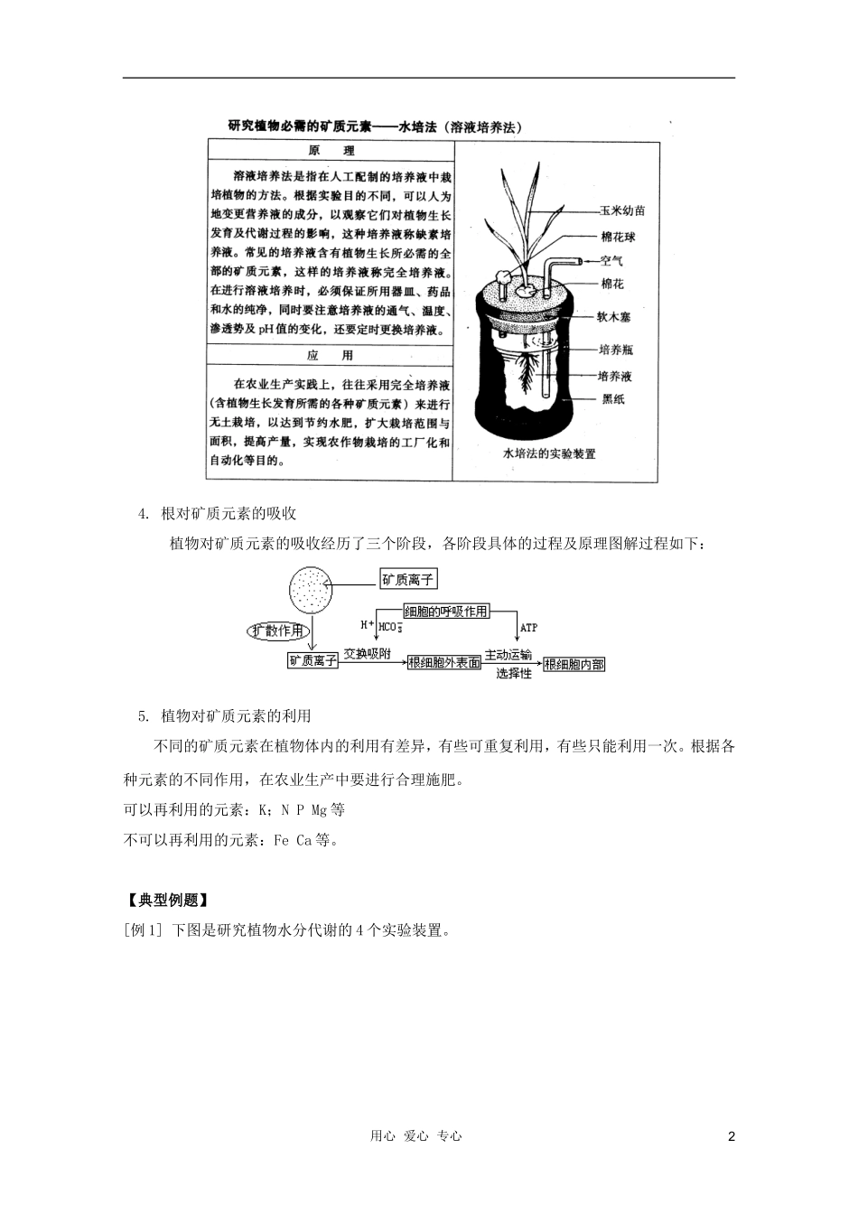 2012届高三生物 植物的水分代谢和矿质营养专题复习学案_第2页