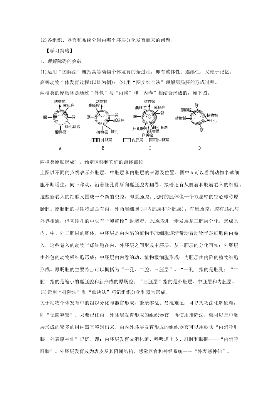 2012届高三生物二轮复习 高等动物的个体发育教案1 人教版_第2页
