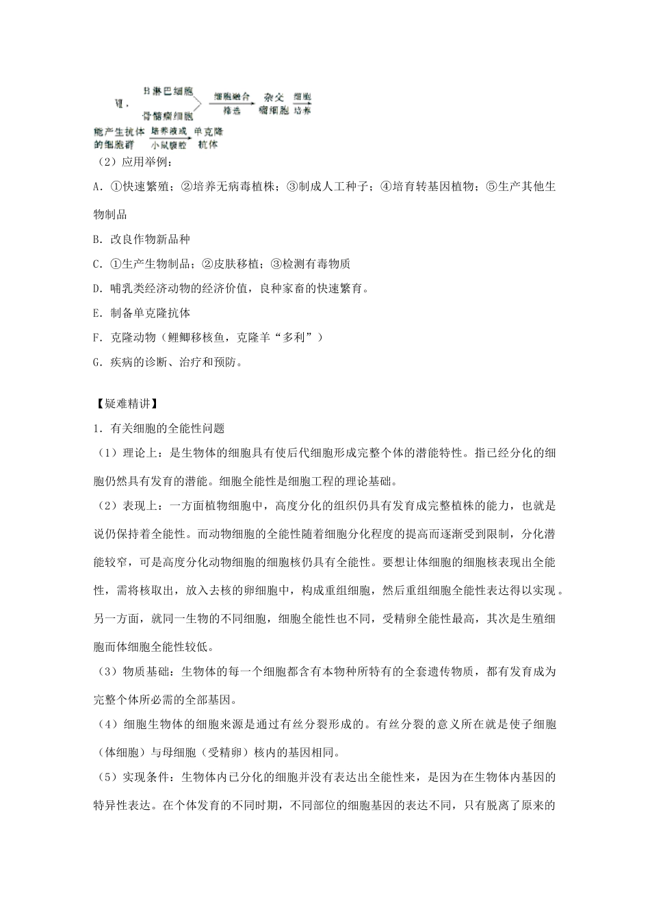 2012届高三生物二轮复习 细胞工程教案 人教版_第2页