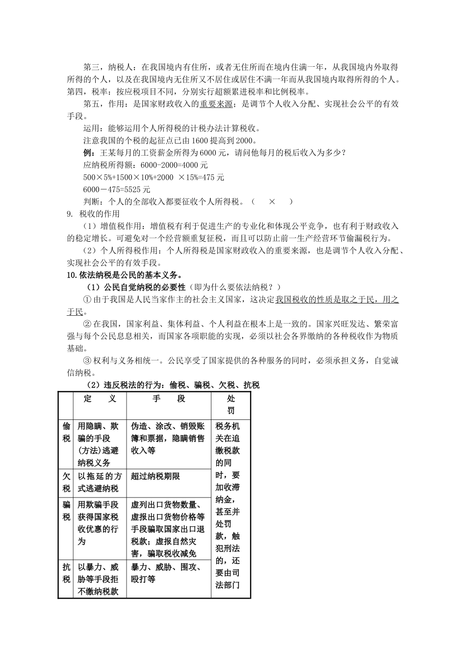 2012届高考政治 第8课 财政与税收 复习素材 新人教版必修1_第3页