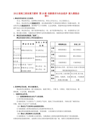 2012届高考政治 第10课 创新意识与社会进步 复习素材 新人教版必修4
