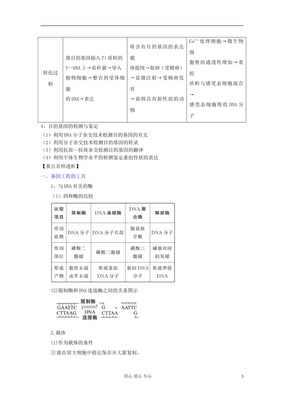 2012届高三生物一轮复习 1.1 DNA重组技术的基本工具、基因工程的基本操作程序精品学案 新人教版选修3_第3页