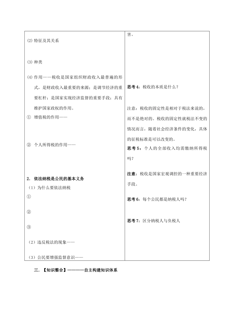 2012届高考政治一轮复习 第八课财政与税收学案_第3页