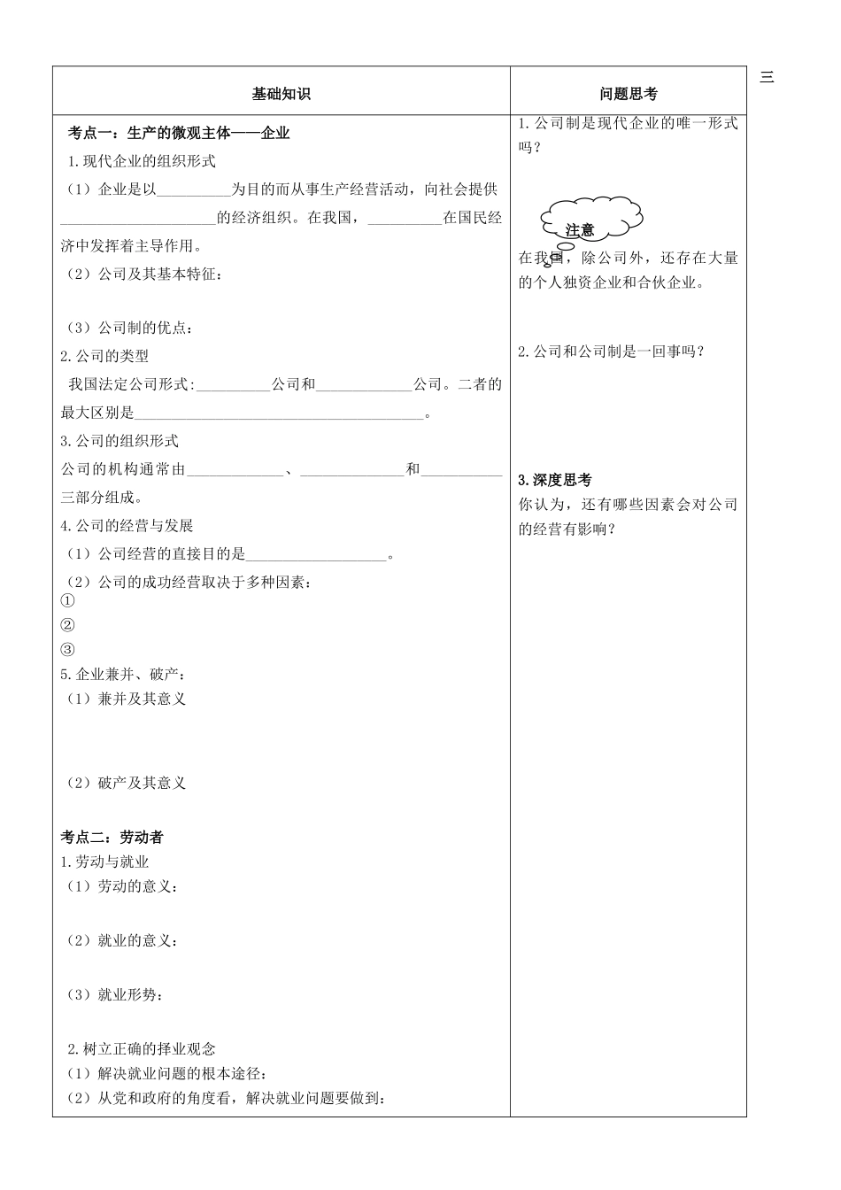 2012届高考政治一轮复习 第五课企业与劳动者学案_第2页