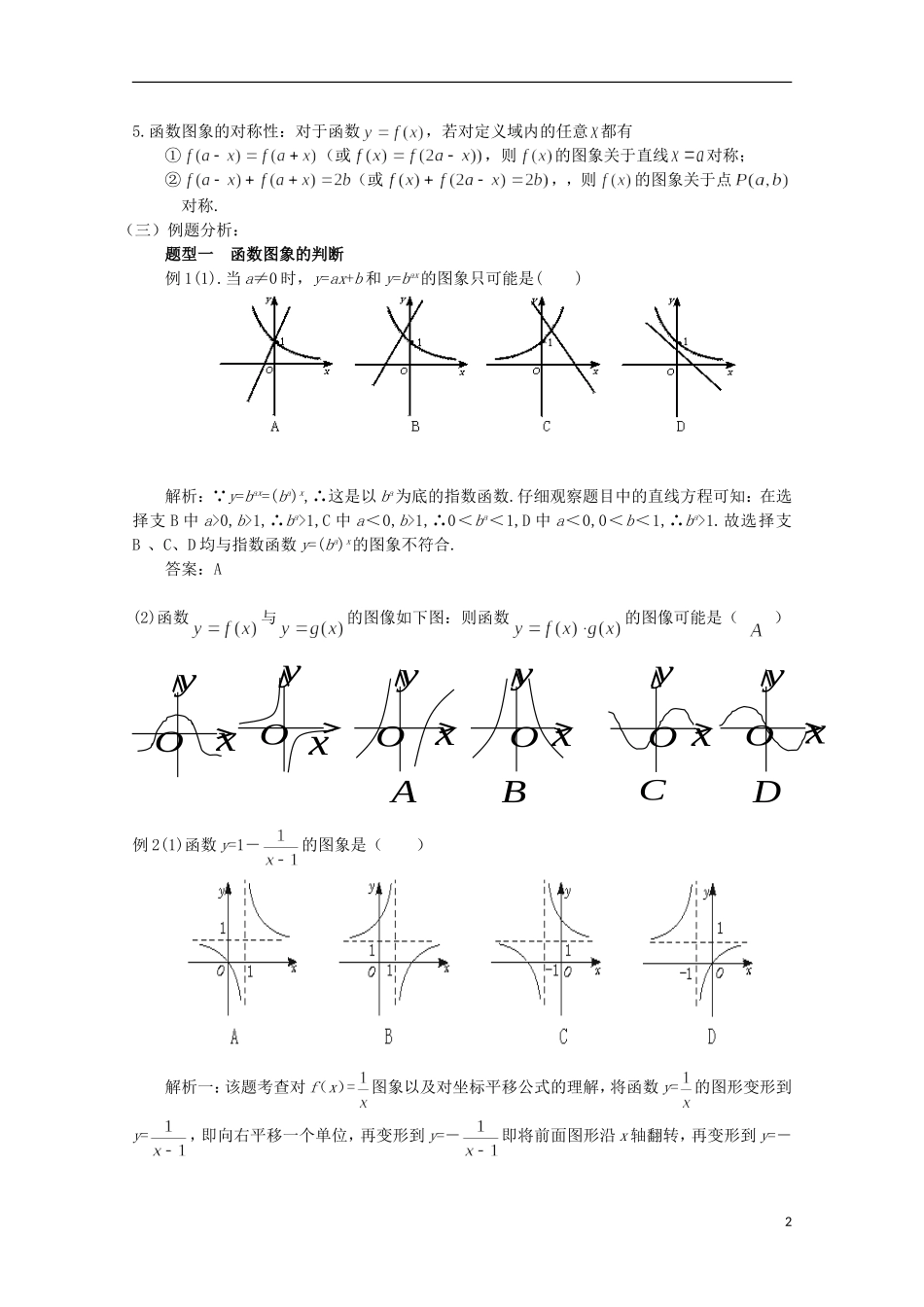 2012届高考数学一轮复习 3.4 函数的图像与图像变换教案 新课标_第2页