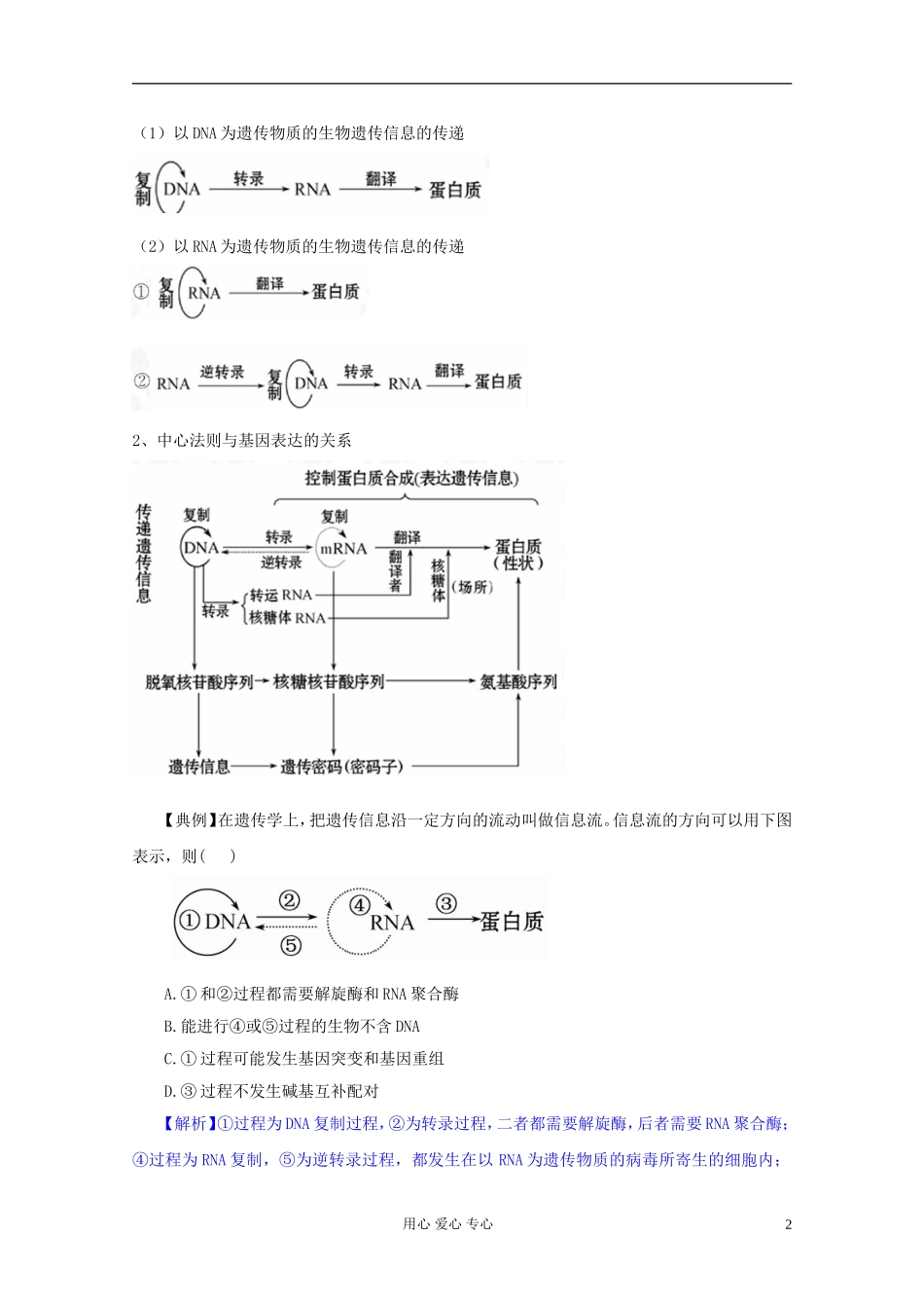 2012届高三生物一轮复习 4.2 基因对性状的控制精品学案 新人教版必修2_第2页