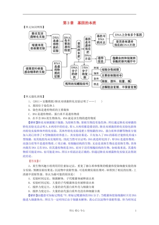 2012届高三生物一轮复习 第3章 基因的本质（单元复习）精品学案 新人教版必修2