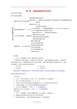 2012届高三生物一轮复习 第5章 细胞的能量供应和利用（单元复习）精品学案 新人教版必修1