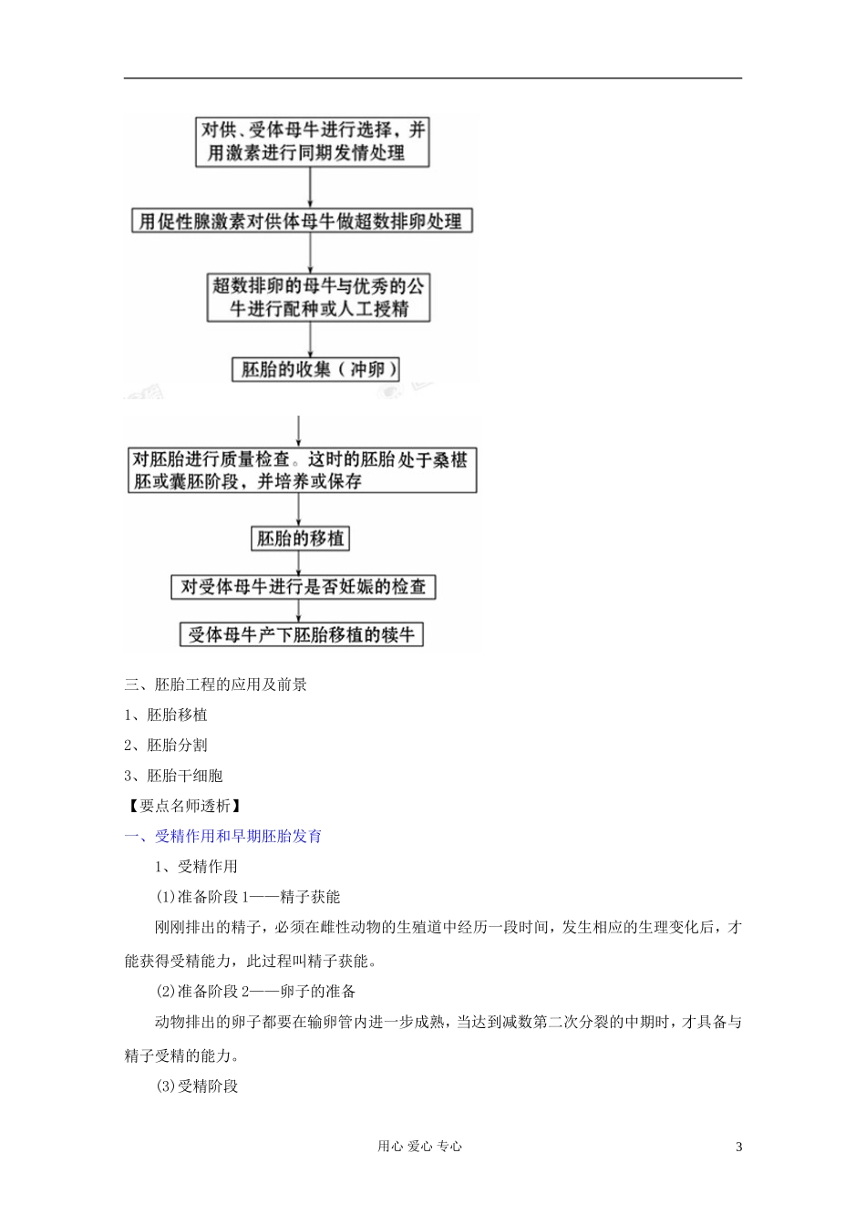 2012届高三生物一轮复习 专题3 胚胎工程精品学案 新人教版选修3_第3页
