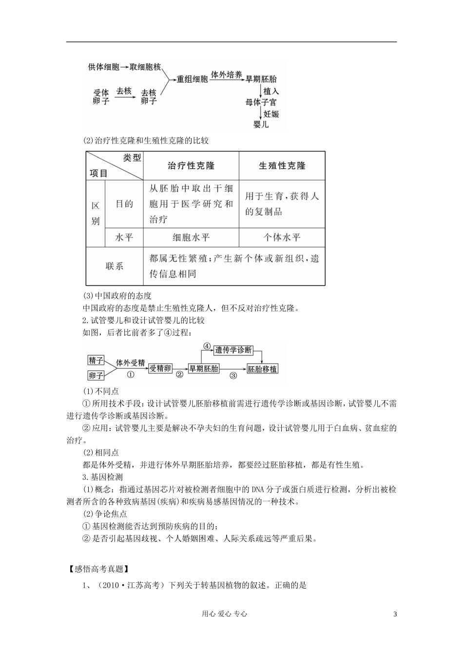 2012届高三生物一轮复习 专题4 生物技术的安全性和伦理问题精品学案 新人教版选修3_第3页