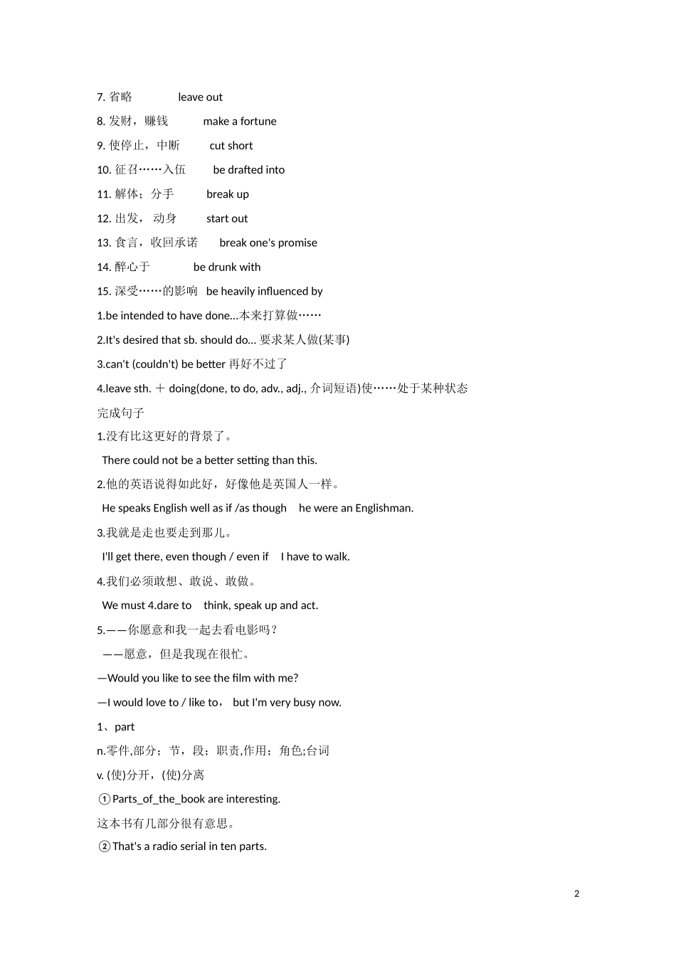 2012届高中英语一轮复习 M8 Unit 2　The universal language精品学案 牛津译林版_第2页