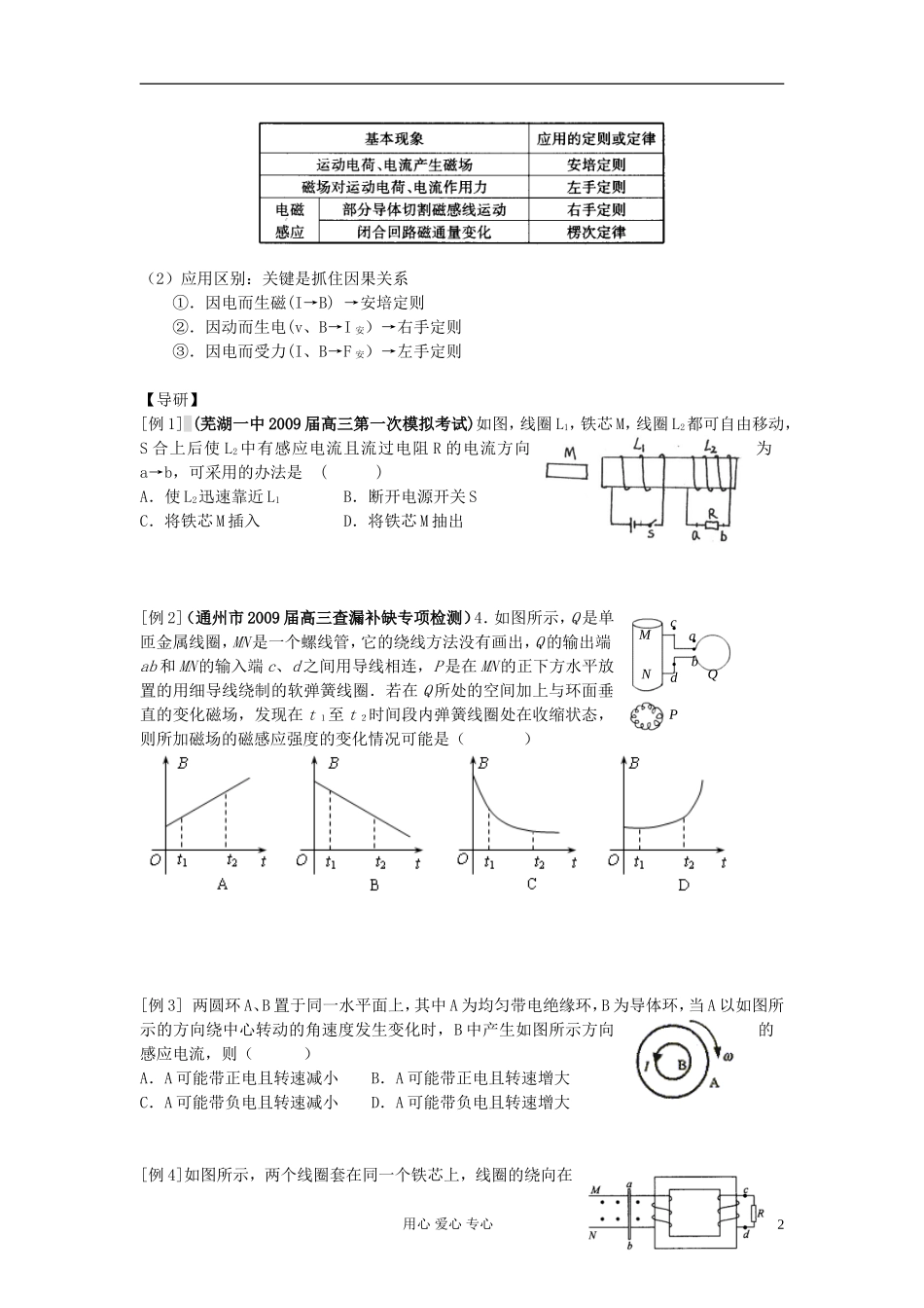 2012届高考物理第一轮复习 电磁感应（1）导学案_第2页