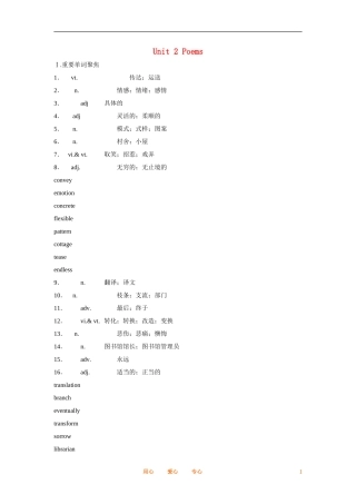 2012届高中英语一轮复习 Unit 2 Poems精讲精练学案 新人教版选修6