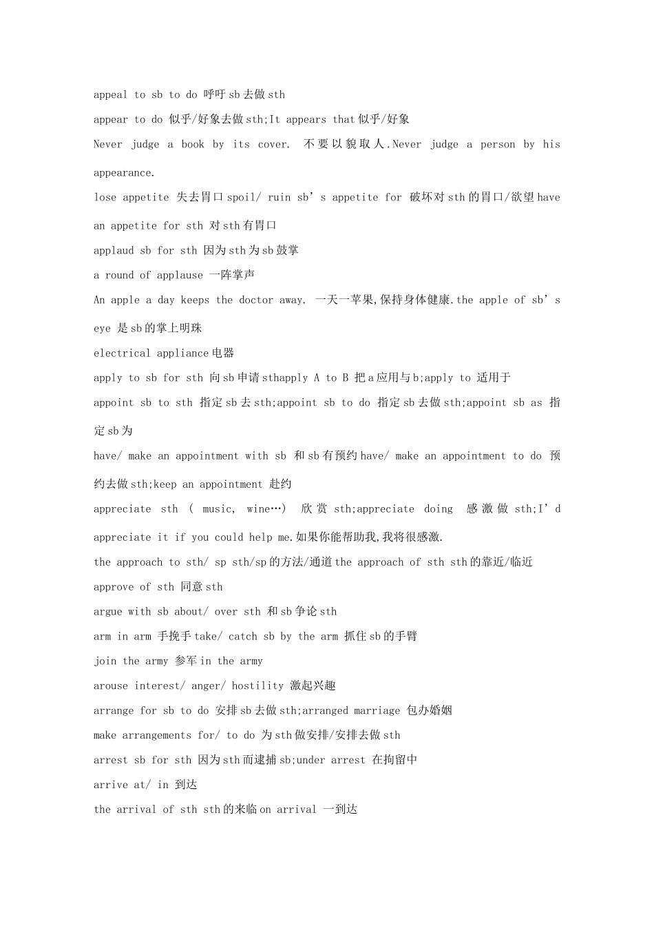 2012届高考英语 考纲词汇常考搭配归总_第3页