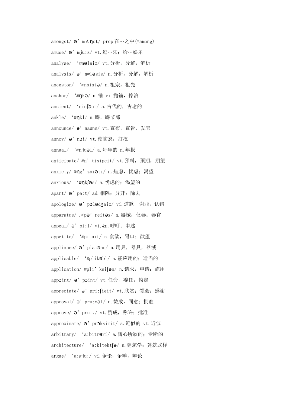 2012届高考英语 考试大纲英语词汇表（带音标）_第3页