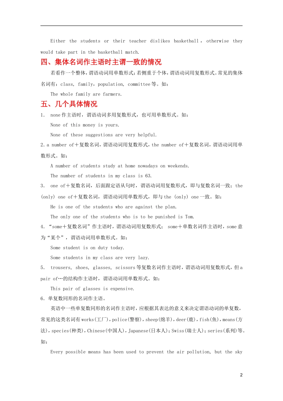 2012届高考英语 专题十四 主谓一致与数词_第2页