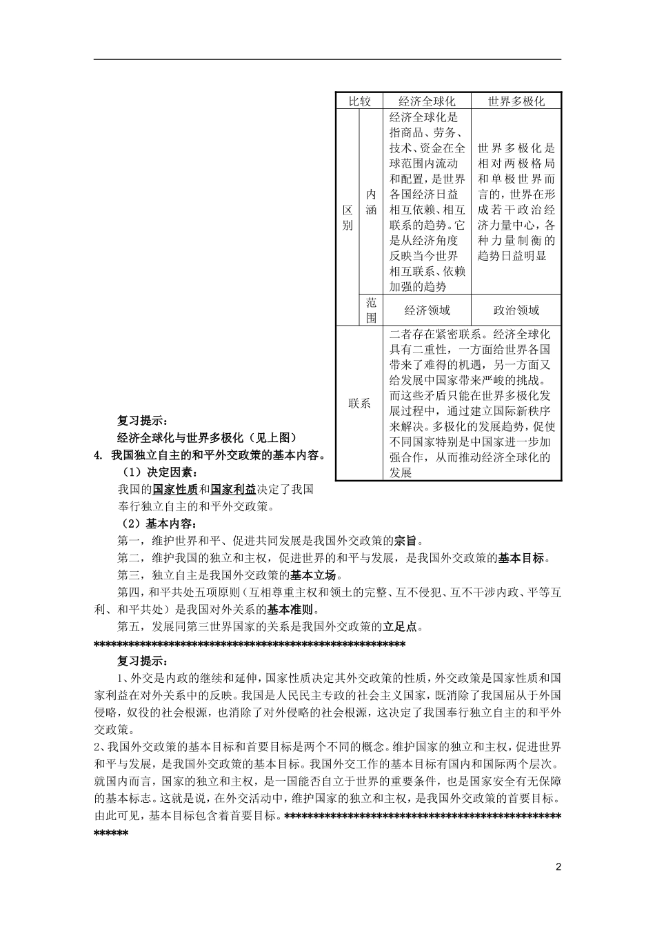 2012届高三政治一轮复习讲义 第九课 维护世界和平 促进共同发展 新人教必修2_第2页