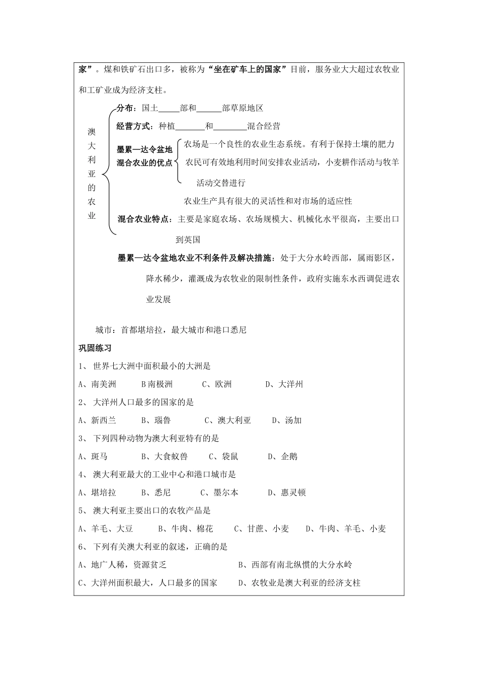 2012年高中地理 2.10 大洋洲和南极洲学案 鲁科版选修2_第3页