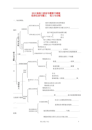 2012届高三政治专题复习第三单元 收入与分配课案 新人教版必修1