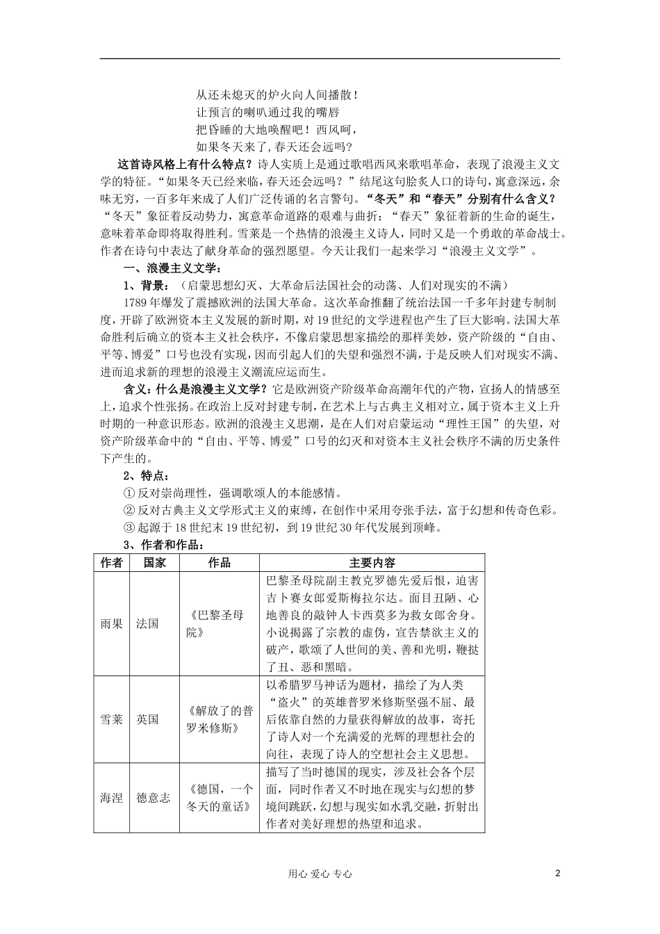 2012-2013学年高中历史 第22课 文学的繁荣教案 新人教版必修3_第2页