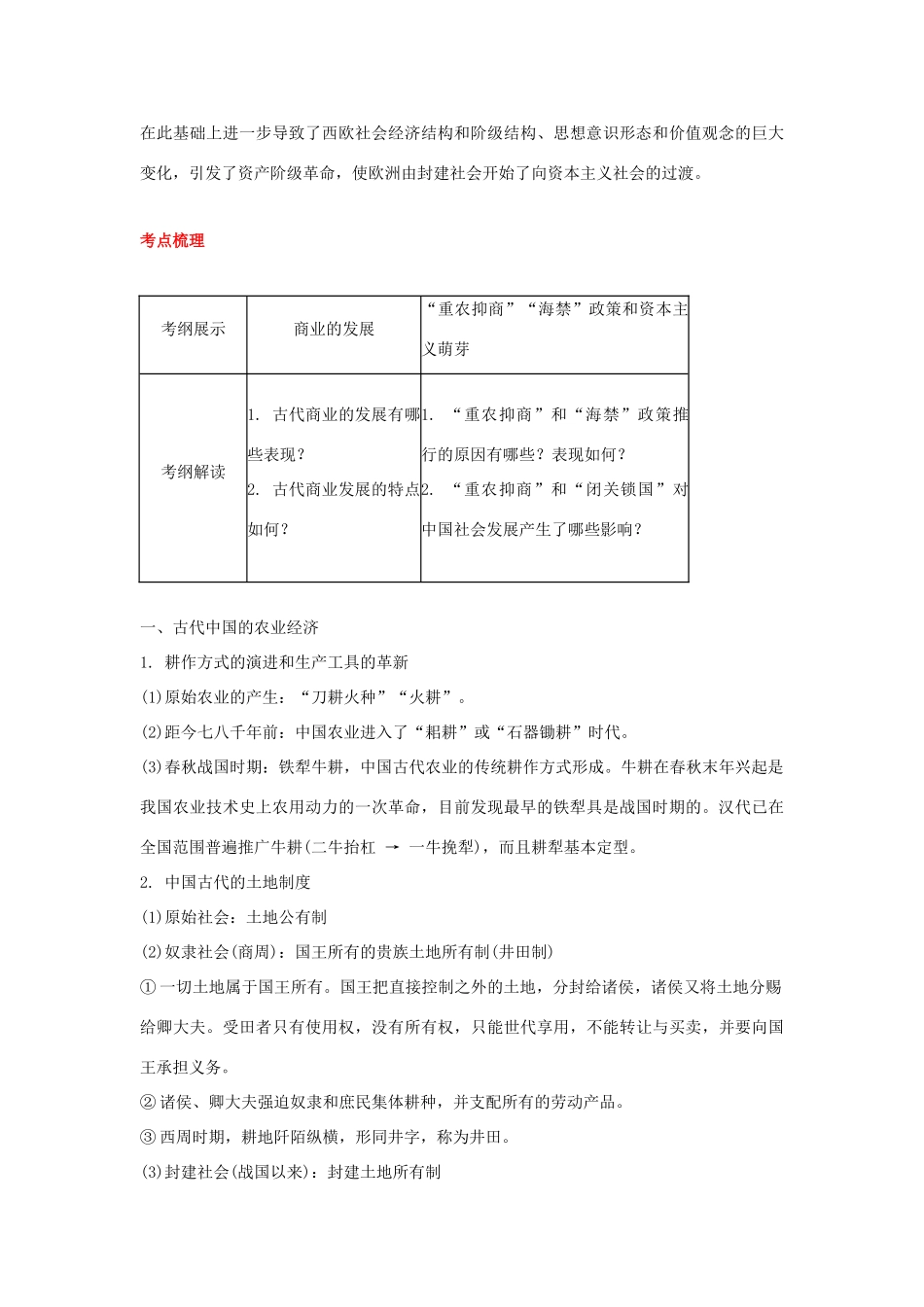 2012届高中历史一轮复习 发达的古代农业和手工业经济学案 人民版_第3页