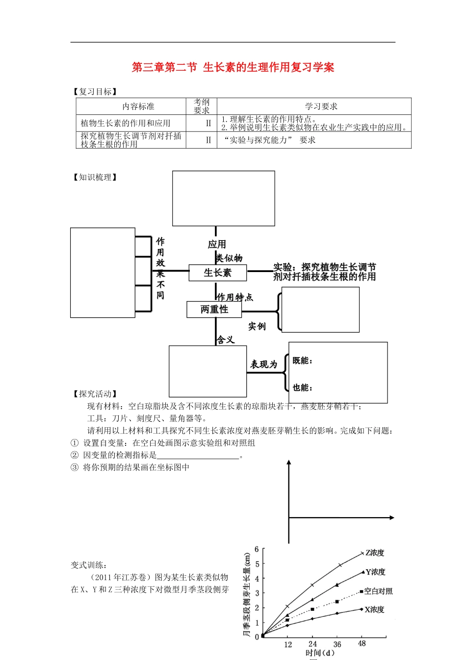 2012-2013学年广东省广州市高中生物 生长素的生理作用学案 新人教版 _第1页