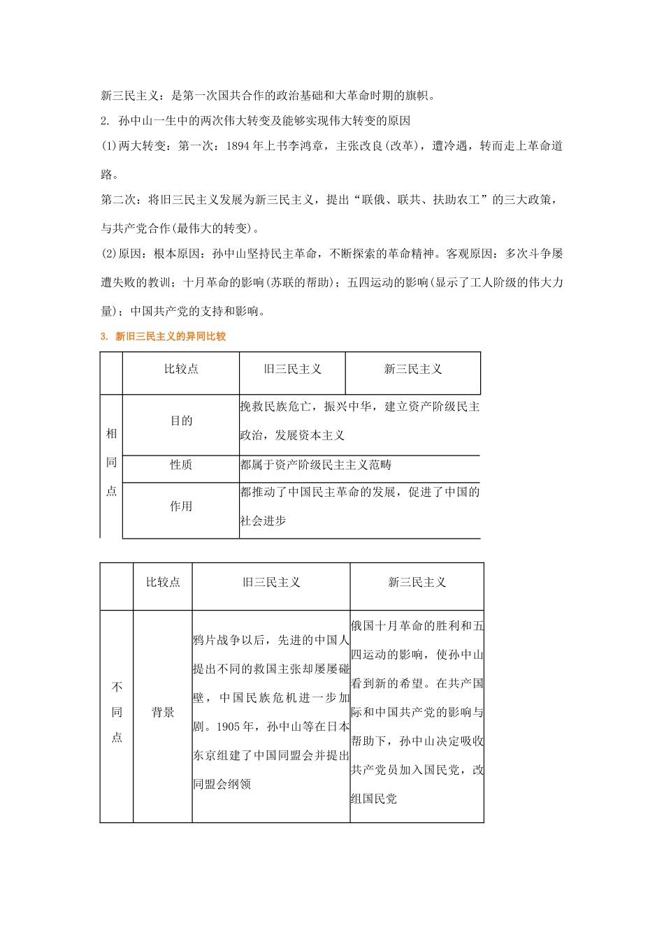 2012届高中历史一轮复习 三民主义的形成与发展学案 人民版_第3页