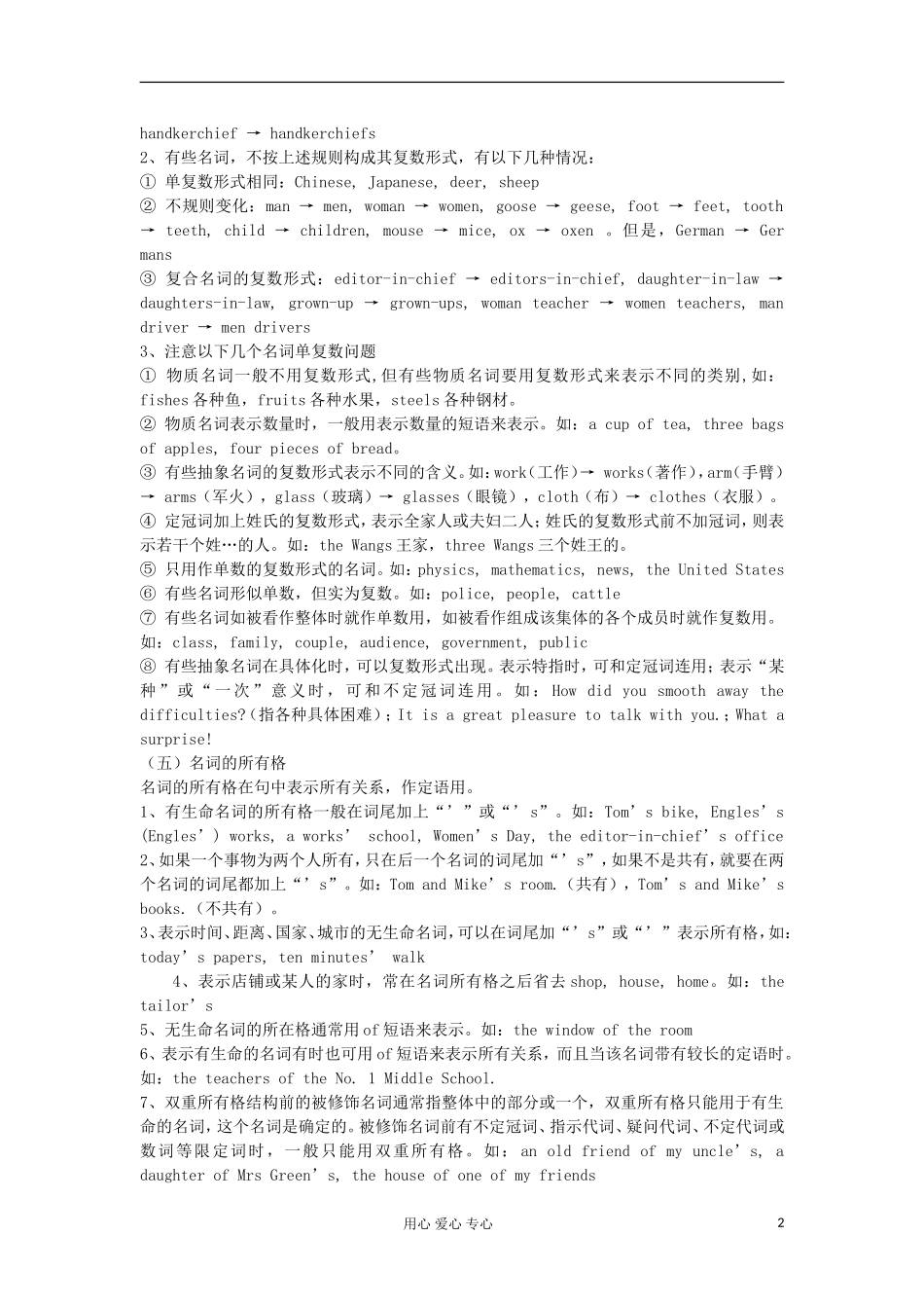 2012届高考英语二轮 语法复习（名词）学案_第2页