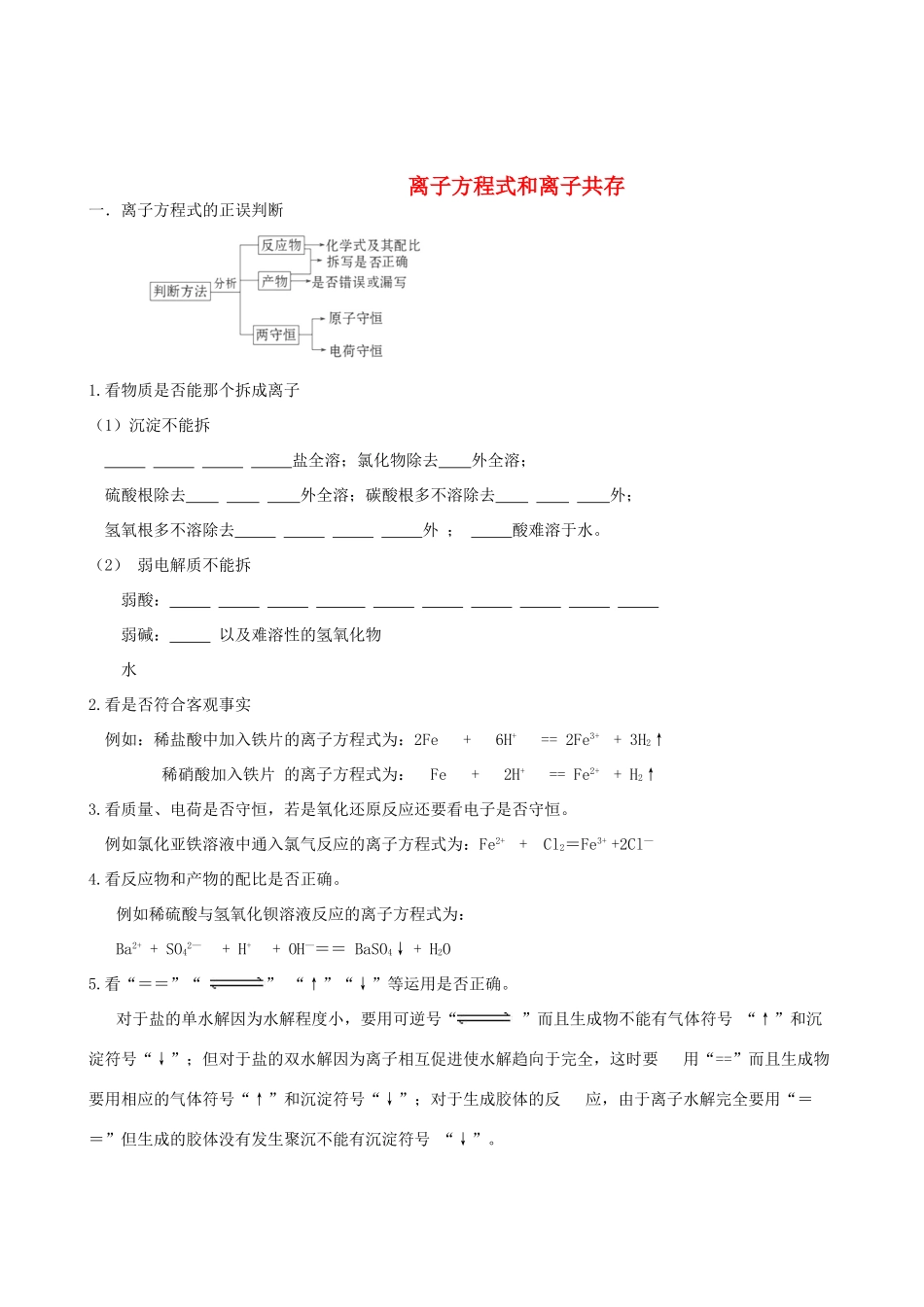 2012年高考化学一轮复习 第一部分基本概念-离子反应学案_第1页