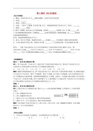 2012年高中生物4.2《DNA的复制》2自学学案 苏教版必修2