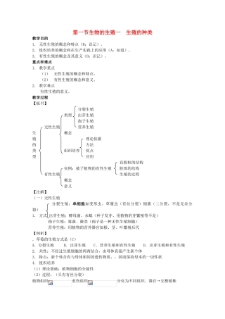 2012高三生物第一轮复习 5、生物的生殖和发育1-1生物的生殖之生殖的种类教案 新人教版