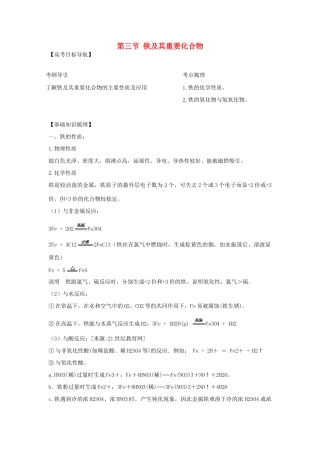 2012版高考化学一轮 3.3 铁及其重要化合物精品复习学案 新人教版必修1