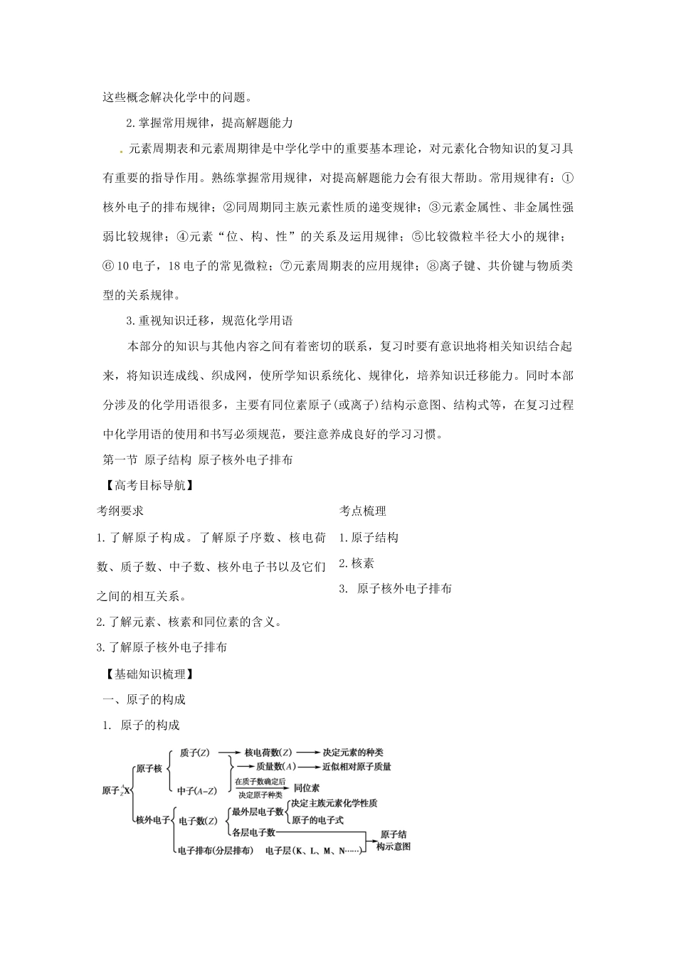 2012版高考化学一轮 5.1 原子结构 原子核外电子排布精品复习学案 新人教版必修2_第2页