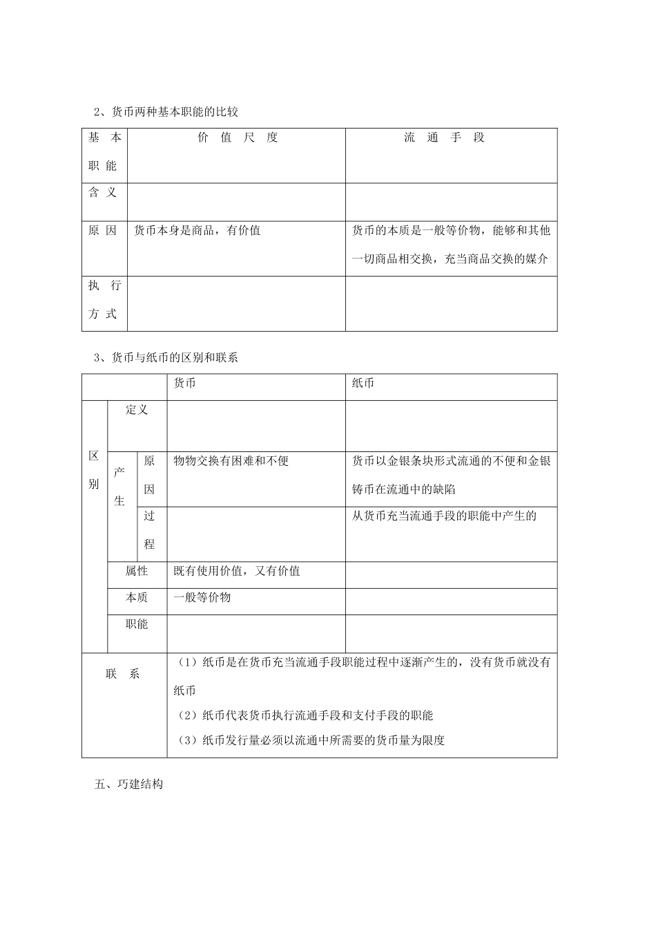 2012年高中政治 1.1.1揭开货币的神秘面纱学案 新人教必修1_第3页