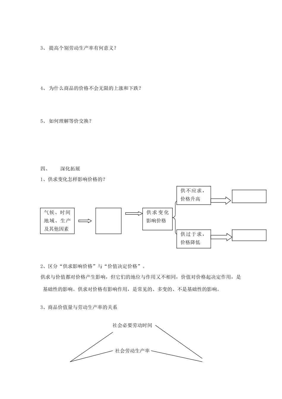 2012年高中政治 1.2.1影响价格的因素学案 新人教必修1_第2页