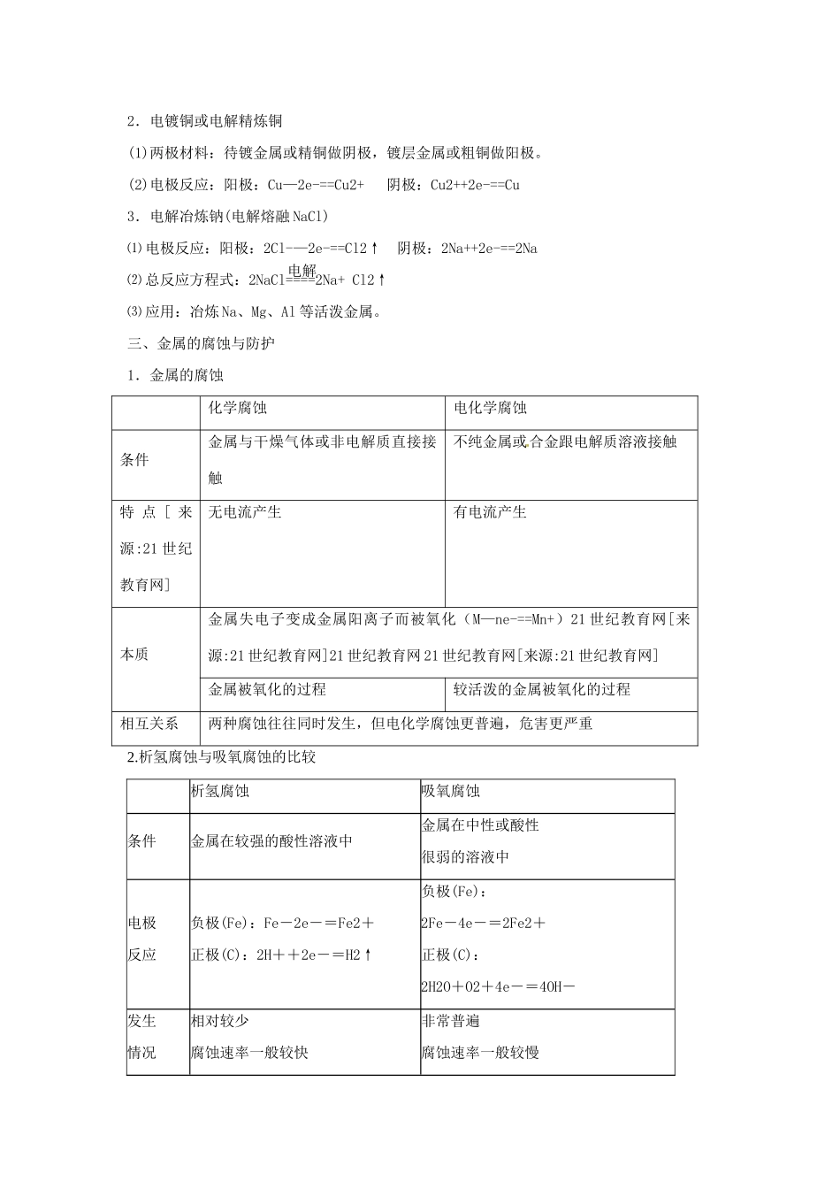 2012版高考化学一轮 9.2 电解池 金属的电化学腐蚀与防护精品复习学案_第2页