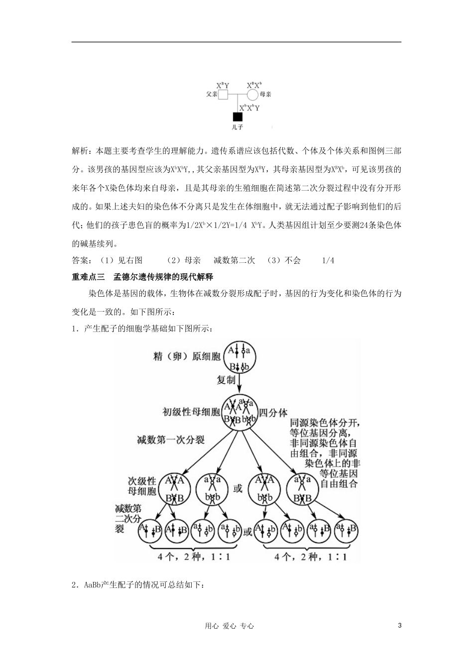 2012高三生物一轮复习 基因在染色体上和伴性遗传导学案 新人教版_第3页