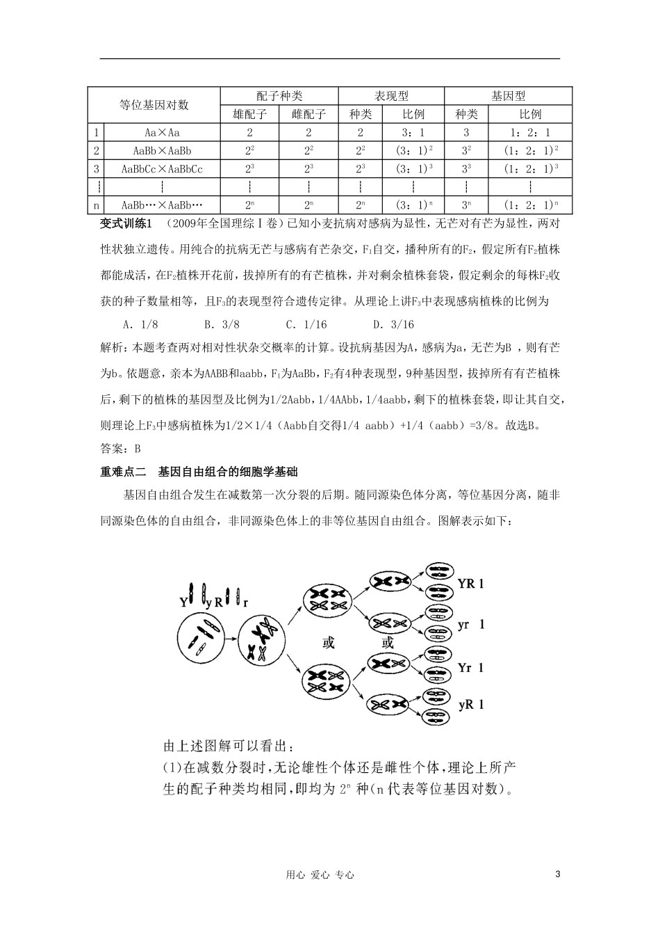 2012高三生物一轮复习 孟德尔的杂交试验（二）导学案 新人教版_第3页