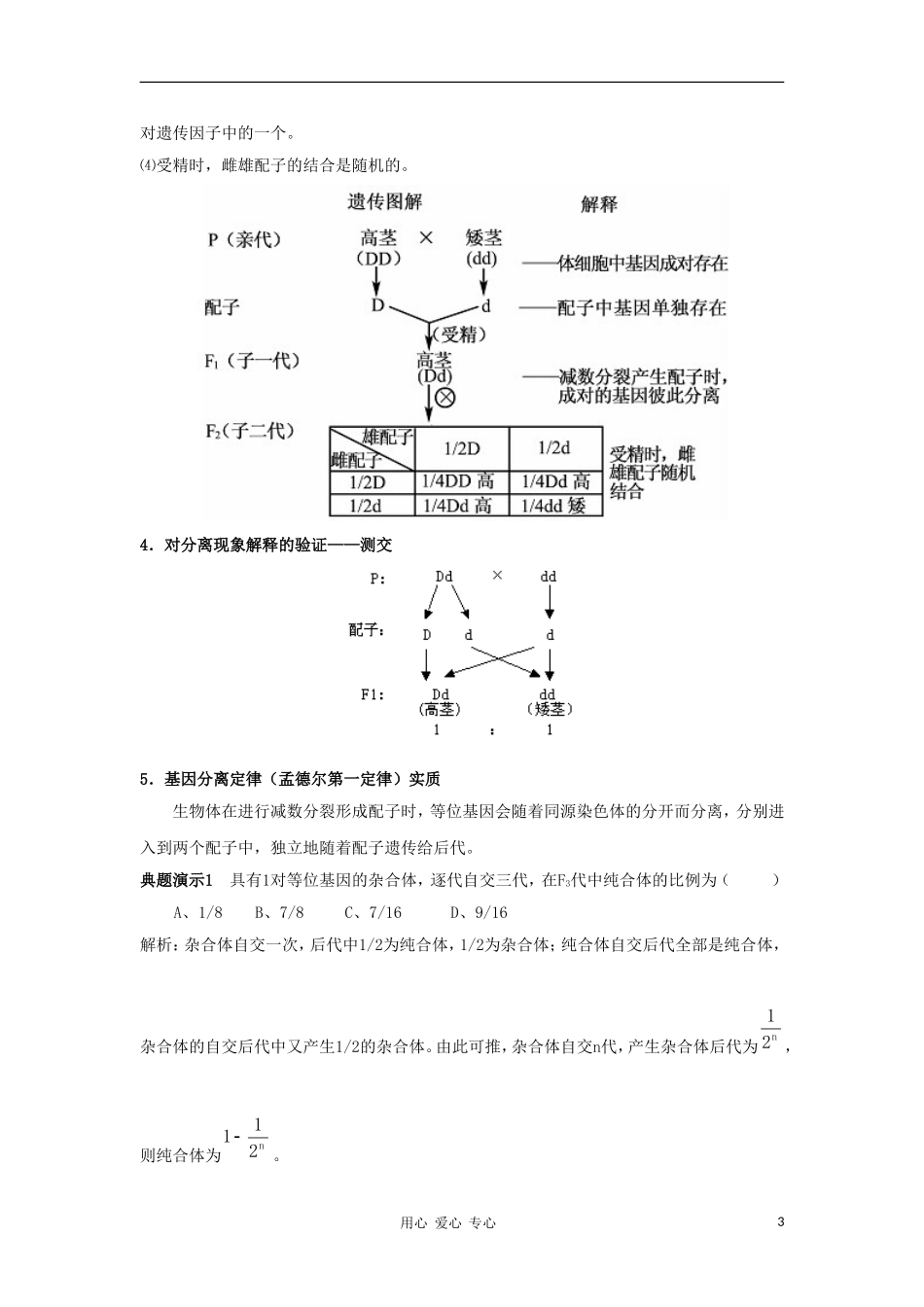 2012高三生物一轮复习 孟德尔的杂交试验（一）导学案 新人教版_第3页