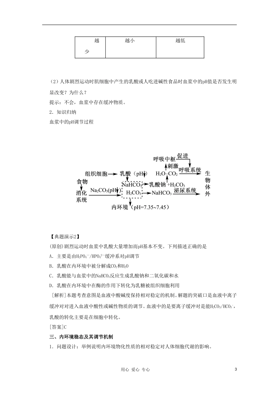 2012高三生物一轮复习 内环境与稳态导学案 新人教版_第3页