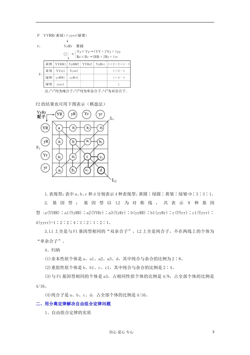 2012版高考生物一轮 1.2 孟德尔的豌豆杂交实验（二）精品复习学案 必修2_第3页