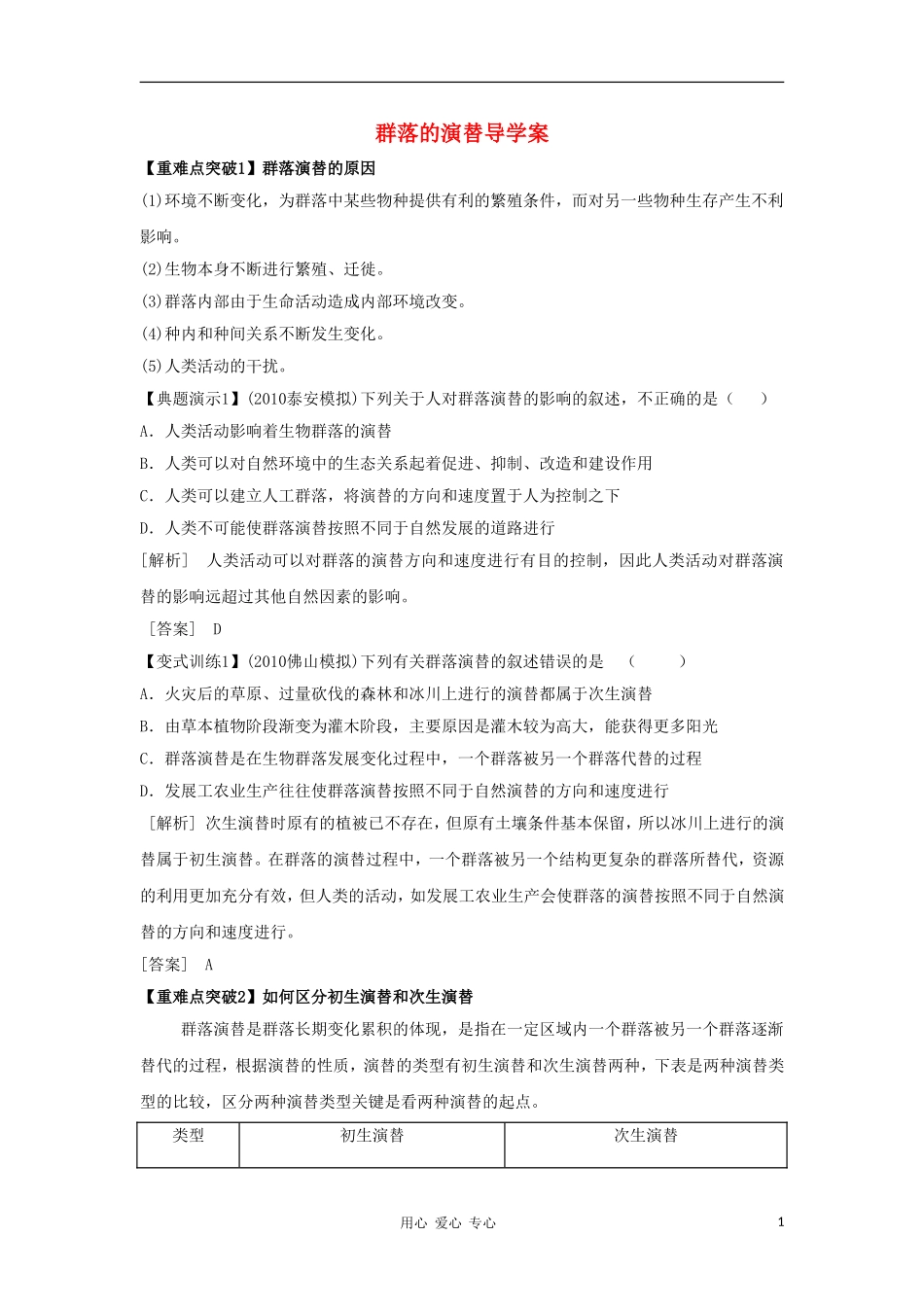 2012高三生物一轮复习 群落的演替导学案 新人教版_第1页