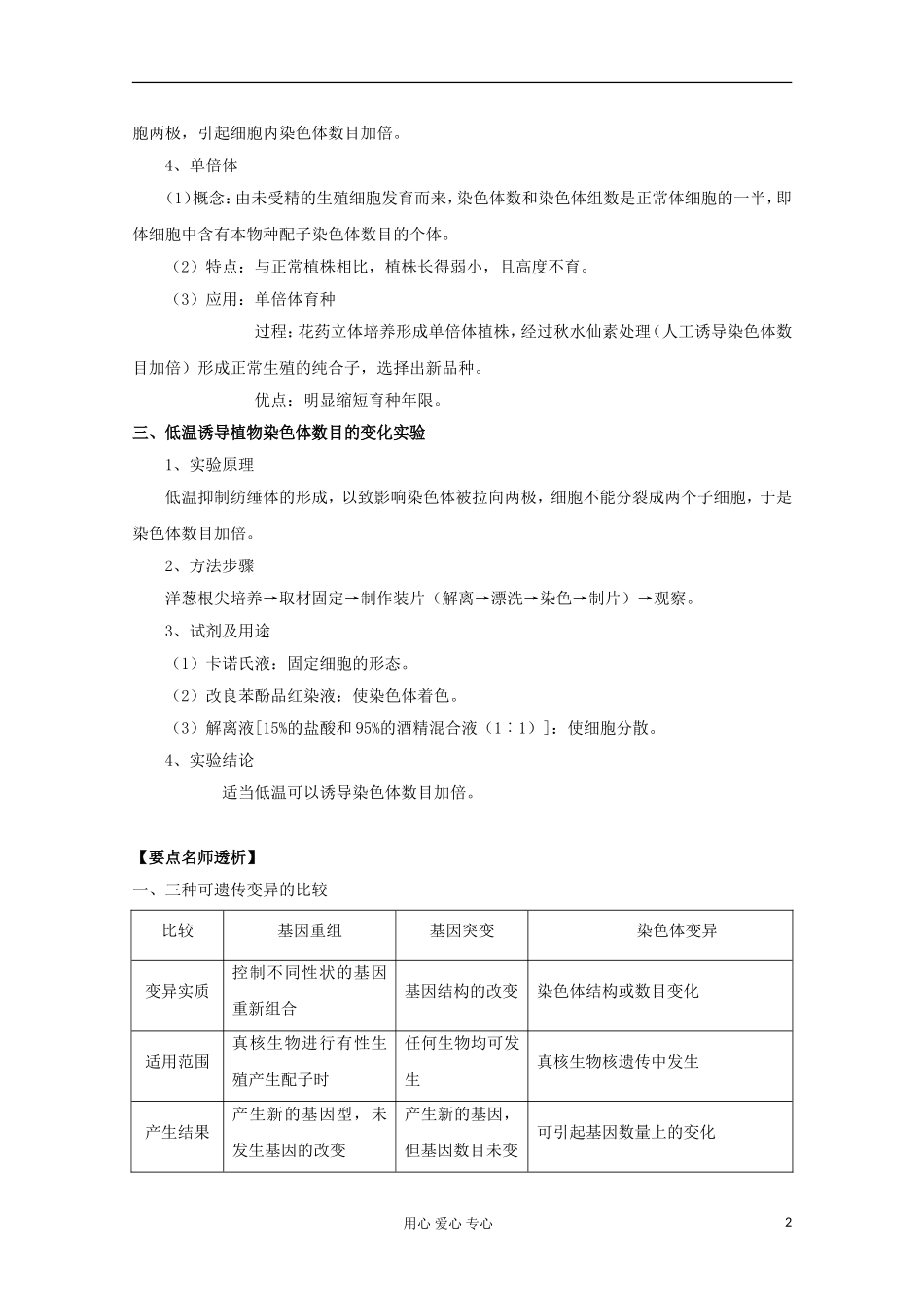 2012版高考生物一轮 5.2 染色体变异精品复习学案 必修2_第2页